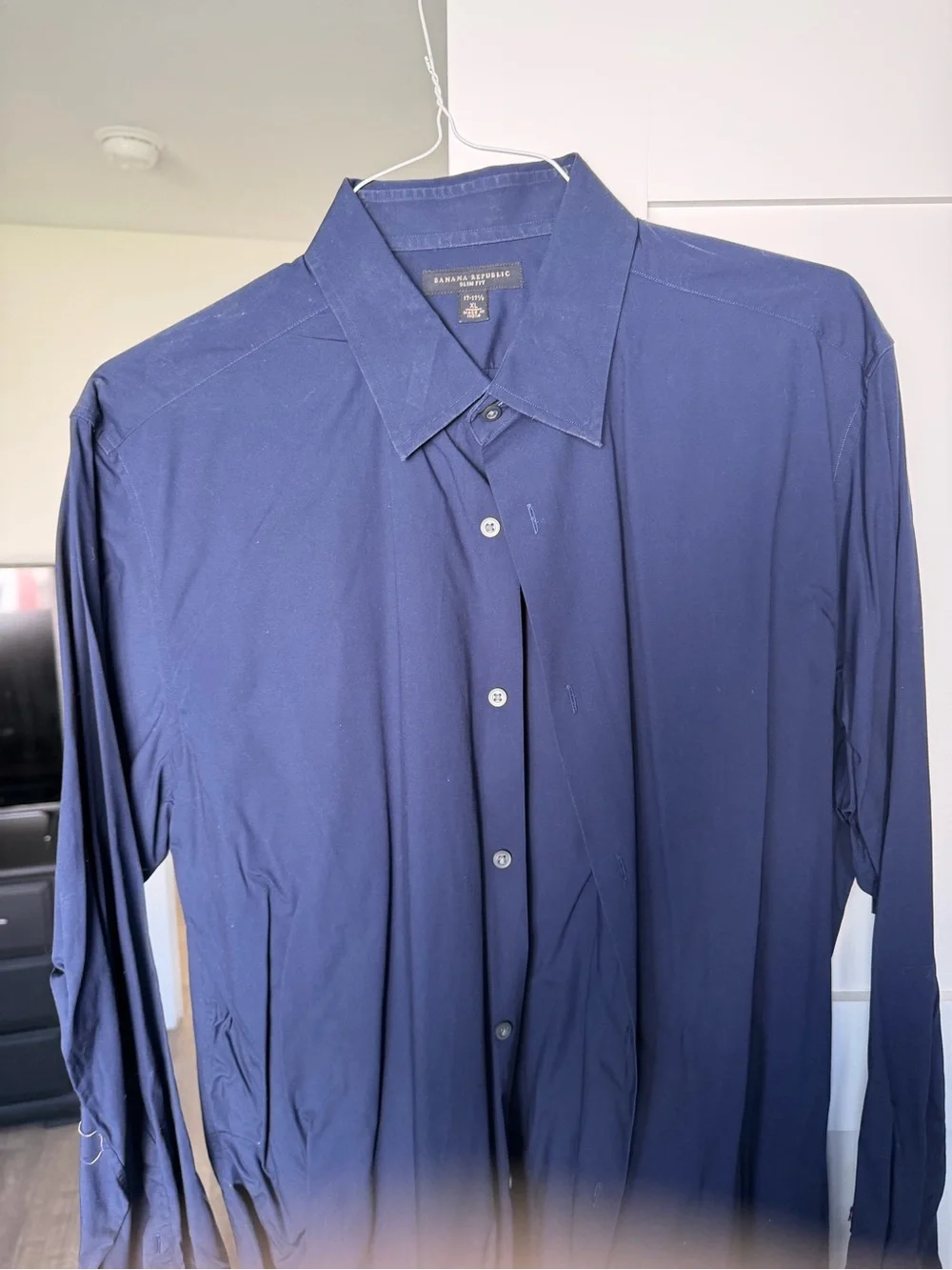 Banana Republic Slim Fit Navy Dress Shirt Men’s XL 17-17½